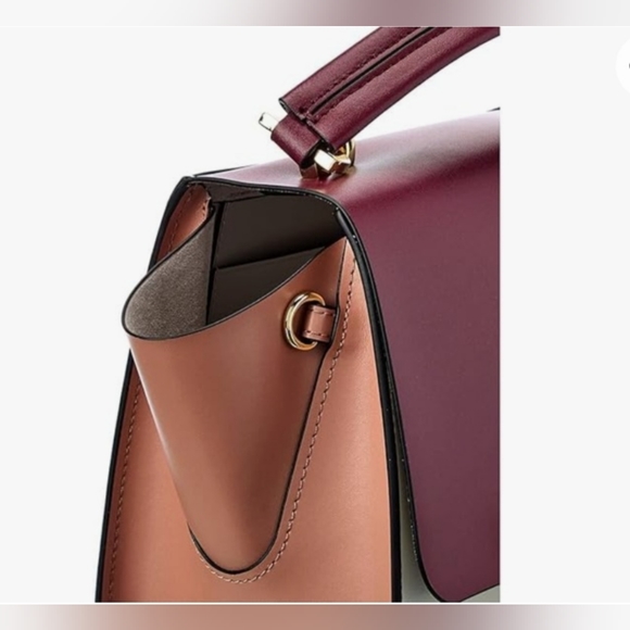 ZAC Zac Posen Eartha Top-Handle Crossbody - Color-Block Cabernet - Picture 4 of 6
